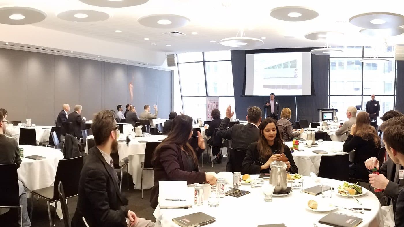 Clients gathered at a Tuor security event in downtown Toronto in 2017